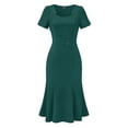 thumbnail image 1 of INSPIRE CHIC Vestido de Sheath para Mujeres, Vestido de Cóctel de Fiesta, Decoración de Botones Vintage de los Años 50, Vestido Midi de Sirena con Volantes, L Verde Oscuro, 1 of 6