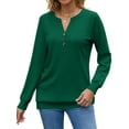 thumbnail image 4 of Fantaslook V Neck Sweatshirts for Women Casual Long Sleeve Shirts Button Pullover Tops Fashion Fall Outfits, 4 of 8