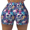 thumbnail image 2 of Balery cool Skull colorful Pantalones cortos de entrenamiento estampados para mujer, sin costuras, ajustados, para gimnasio, yoga, correr, deportes, ejercicio activo, fitness.-Small, 2 of 8