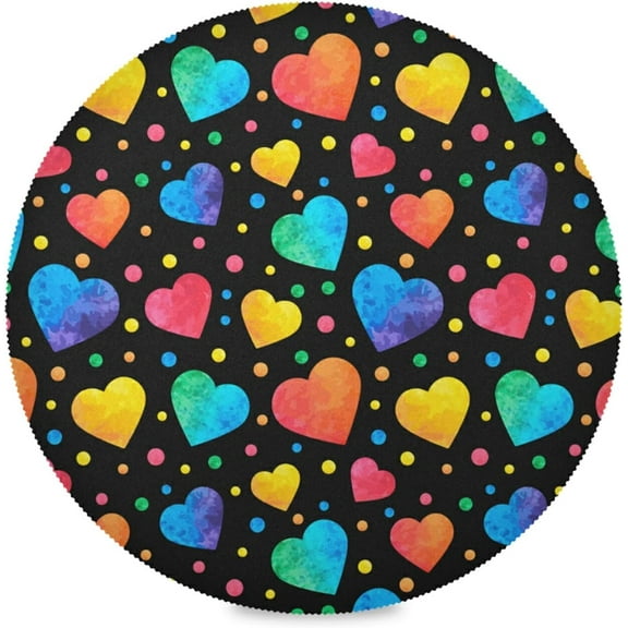48"X 48" Watercolor Hearts Valentines Elastic Fitted Edged Round Tablecloth Fade Resistant Anti-Shrink Table Cloth Washable Table Cover for Banquet Home Indoor or Outdoor