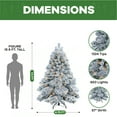 thumbnail image 2 of 7.5ft Snow Flocked Christmas Tree with Lights, Christmas Tree Prelit with 1324 Branch Tips, 650 Warm Lights and Metal Stand by Homestock, 2 of 9