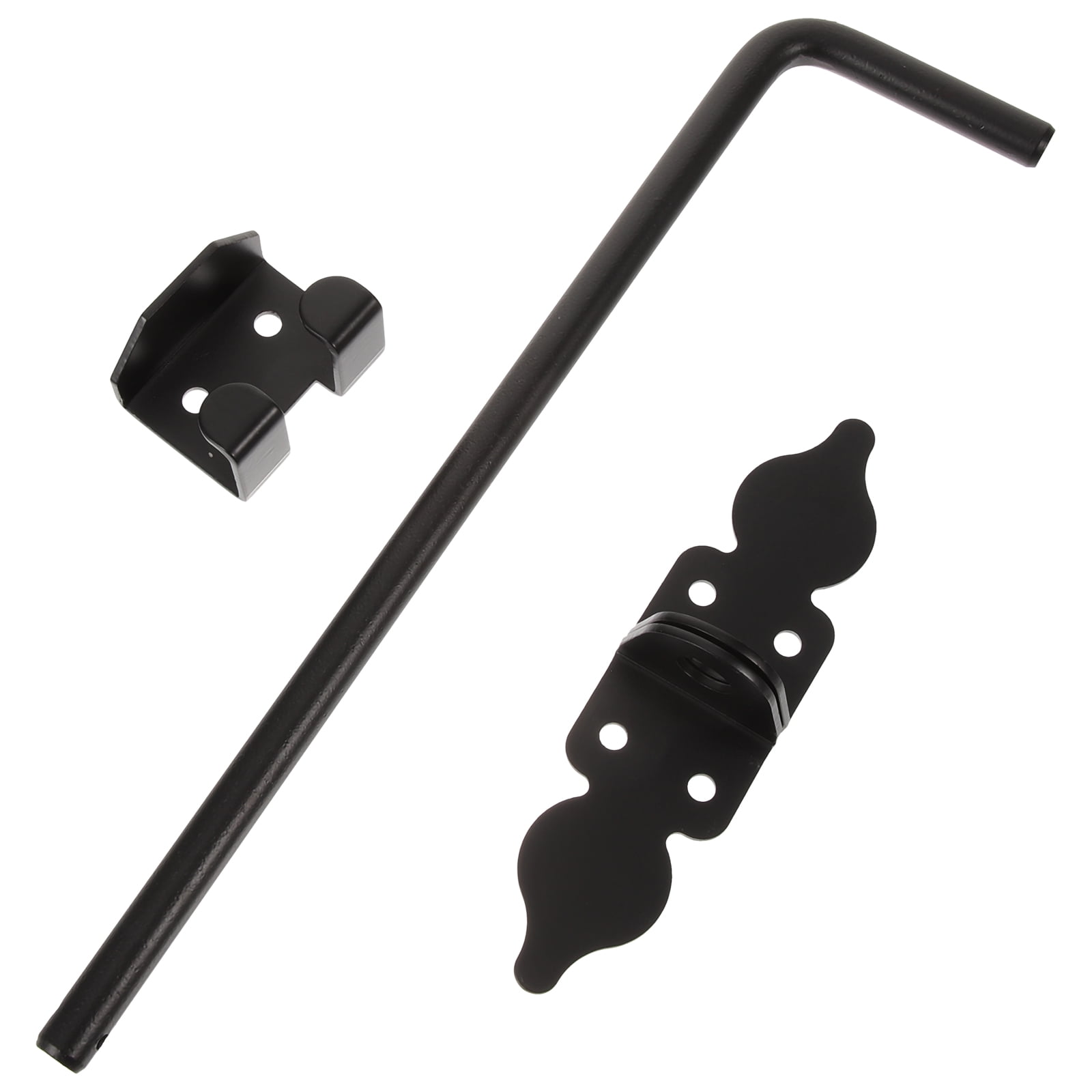 KALLORY Black Gate Latch Solid Thick Cane Bolt for Wood Fence Durable Floor Mounted Gate Hardware