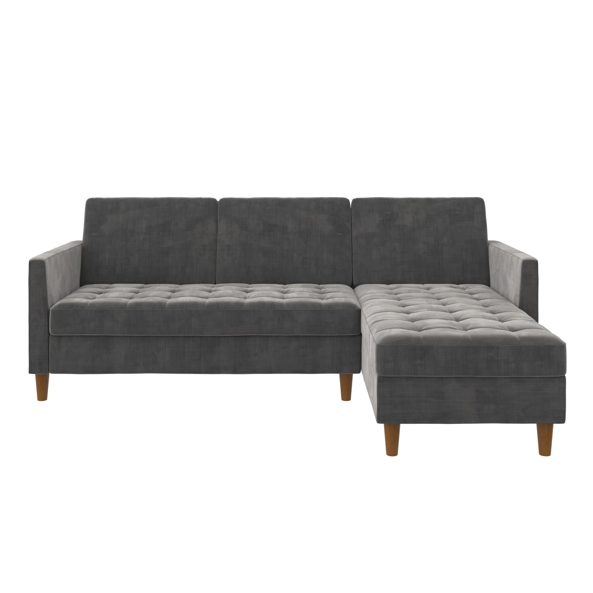 DHP Presley Reversible Storage Sectional Futon, Dark Grey Chenille
