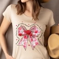 thumbnail image 4 of Women's Short Sleeve Graphic T-Shirt, Her Strength in Christ Pink Rose Bow, Heliconia, Size 2XL, 4 of 6