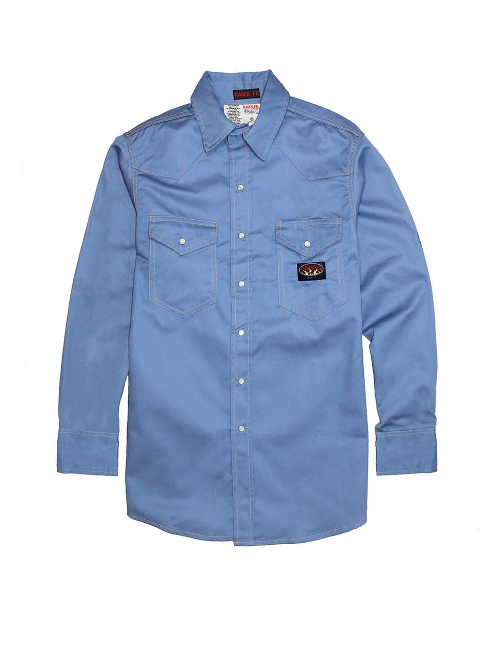 Rasco FR - Rasco FR Work Blue Lightweight Twill Work Shirts with Snaps - Walmart.com - Walmart.com