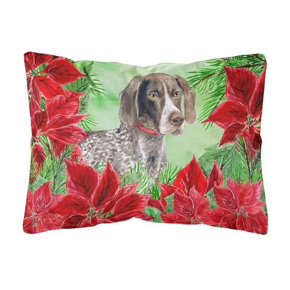 German Shorthaired Pointer Poinsettas Canvas Fabric Decorative Pillow