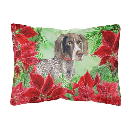 German Shorthaired Pointer Poinsettas Canvas Fabric Decorative Pillow