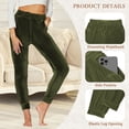 thumbnail image 3 of TEMOFON Lounge Jogger Pants for Women Velour Casual Comfy Sweatpants – Armygreen Tapered Cuffs Joggers XL, 3 of 7