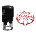 thumbnail image 1 of Printtoo Round Christmas Stamper Rustic Antlers Monogram Self Inking Rubber Stamp Gift Idea-Red, 1 of 1
