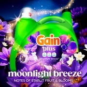 Gain Plus Laundry Detergent Liquid, Now with Odor Defense + OXI, Moonlight Breeze Scent, 99 fl oz, 75 Loads