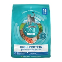 Purina ONE Plus Natural High Protein Dry Cat Food Salmon and Ocean Whitefish Skin and Coat Health Formula, 16 lb Bag