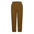 thumbnail image 6 of ClodeEU Women's Corduroy Elastic Waist Pants, Solid Color Pant With Side Button And Pockets Brown,Womens Plus XL, 6 of 7