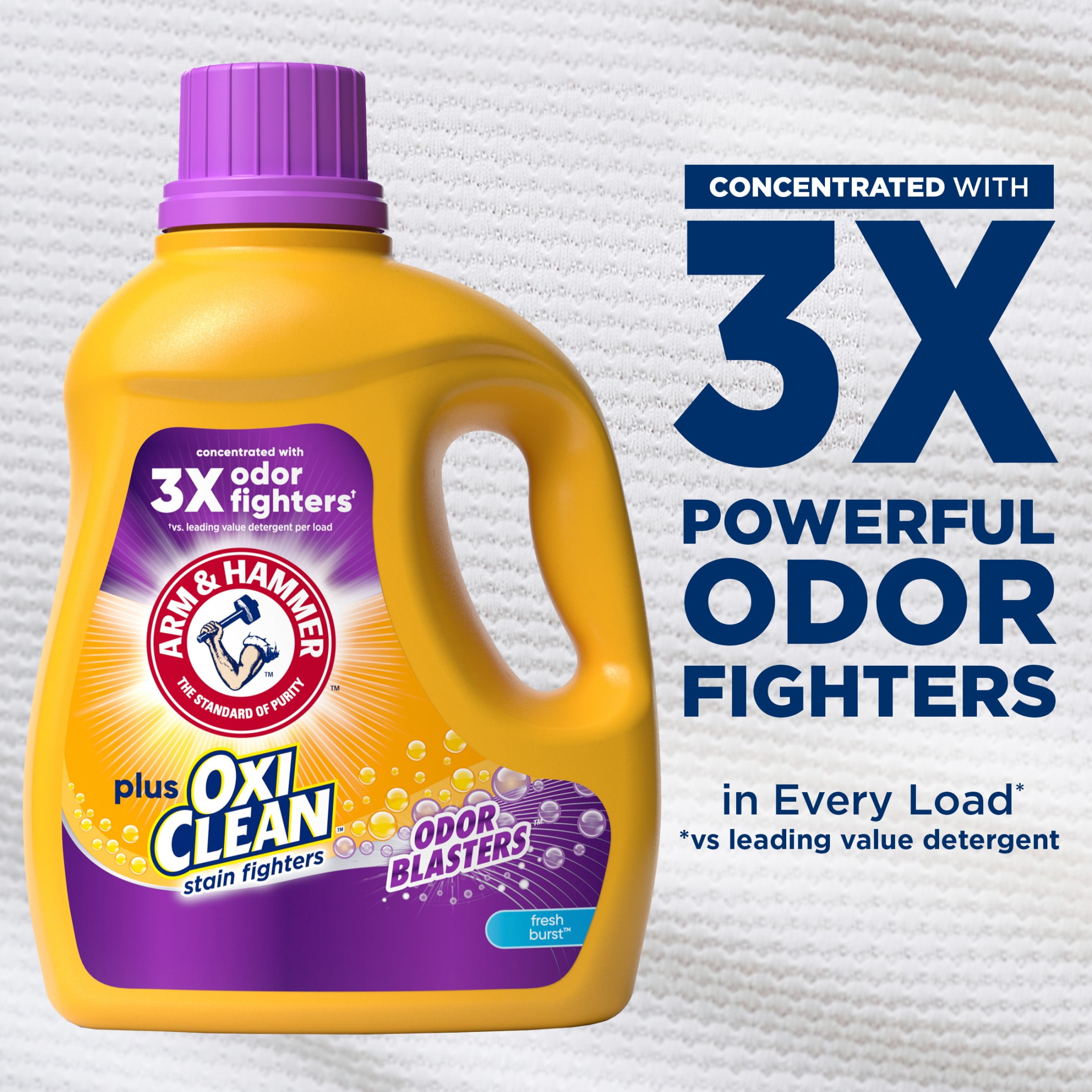 ARM & HAMMER Plus OxiClean Odor Blasters Liquid Laundry Detergent, Fresh Scent, 77 Loads