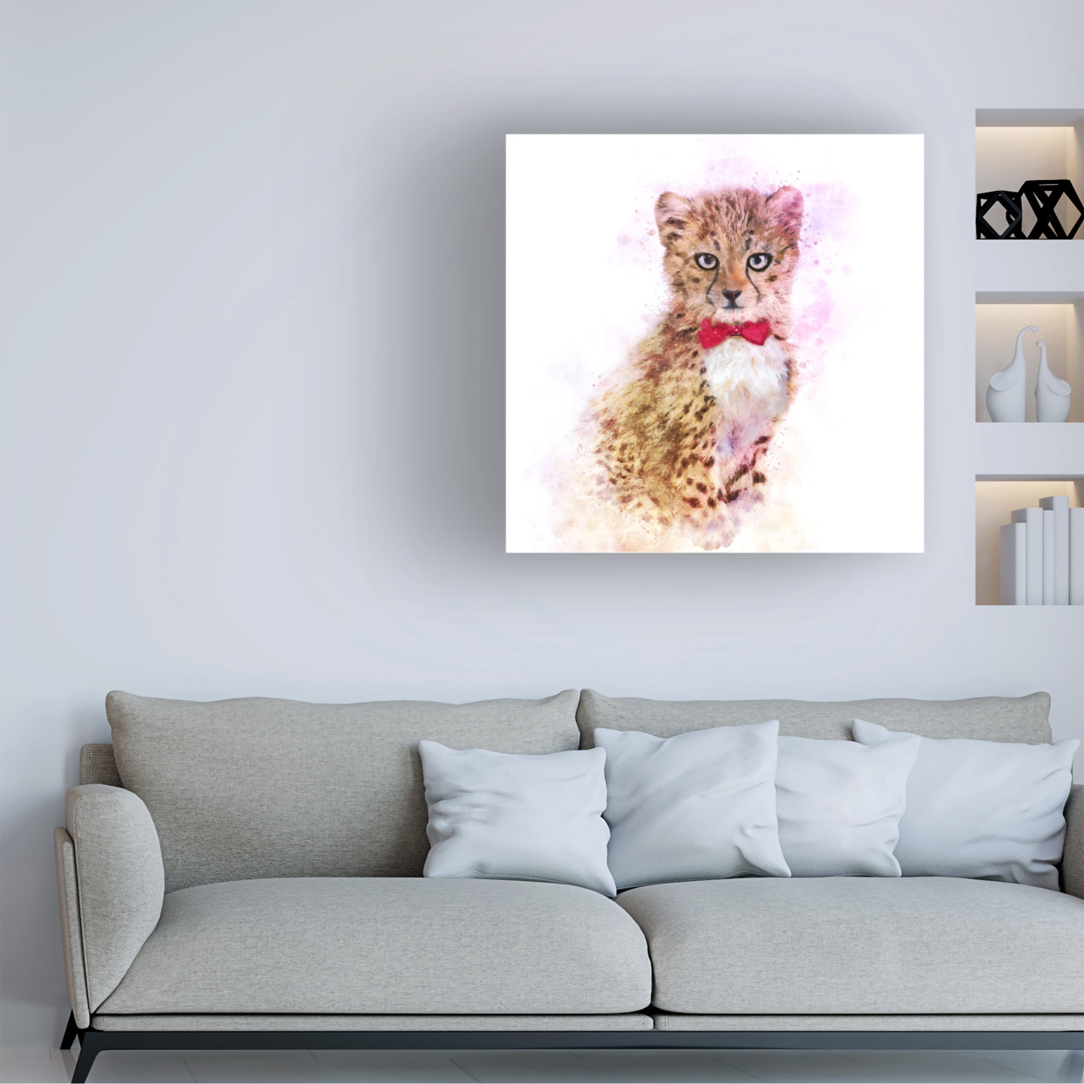 Trademark Fine Art Emel Tunaboylu  Baby Cheetah Watercolor Canvas Wall Art