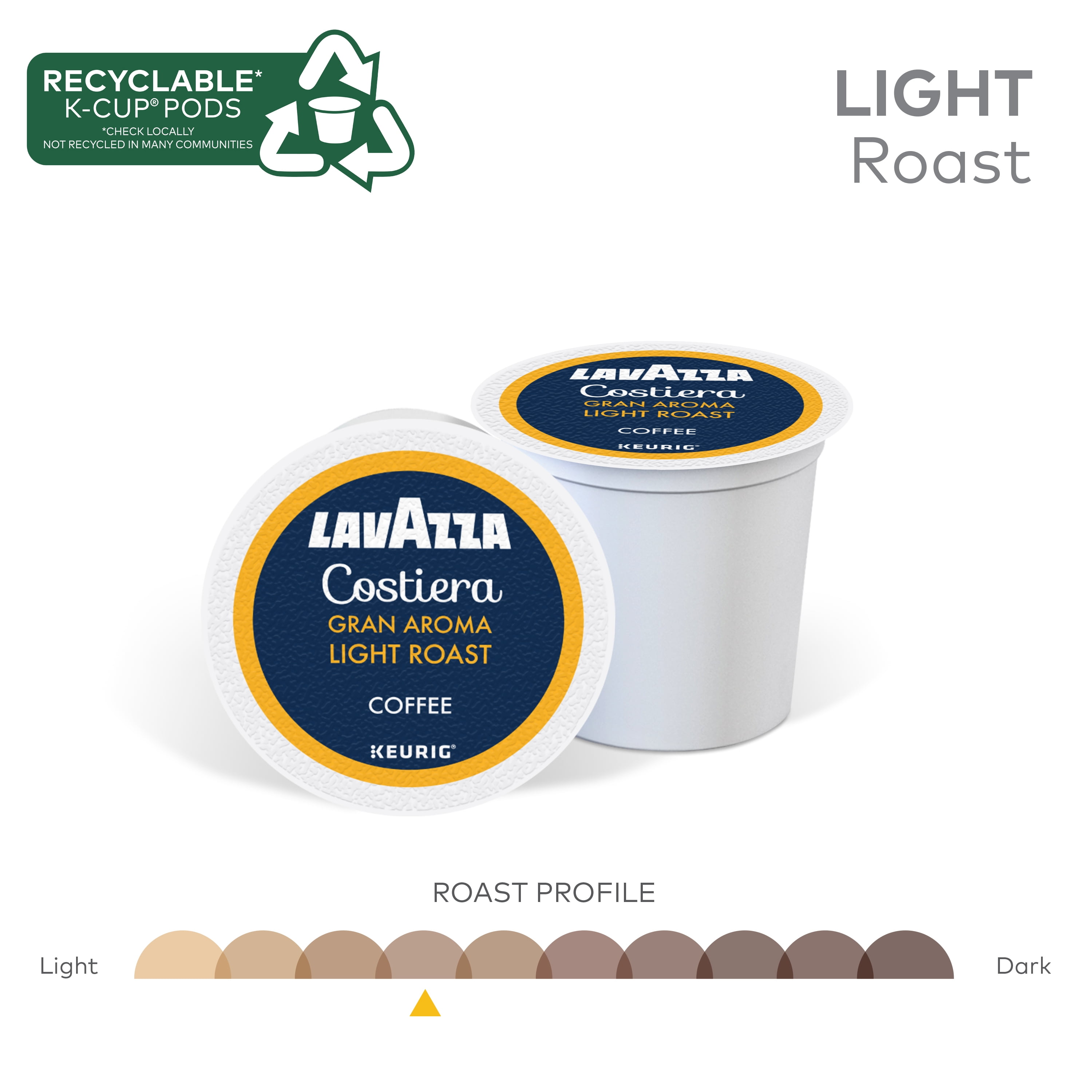 Lavazza Costiera Gran Aroma Keurig K-Cup® Pods, Light Roast, 100% Arabica (160 Pods)