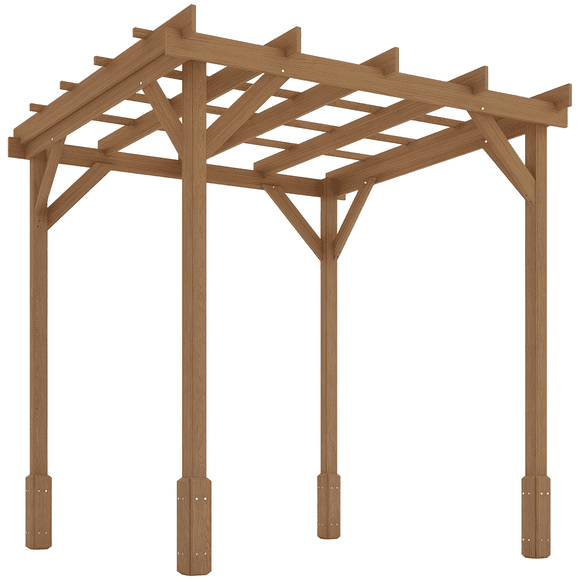 Outsunny 6.6' x 6.6' Outdoor Pergola, Wood Gazebo, Dark Brown