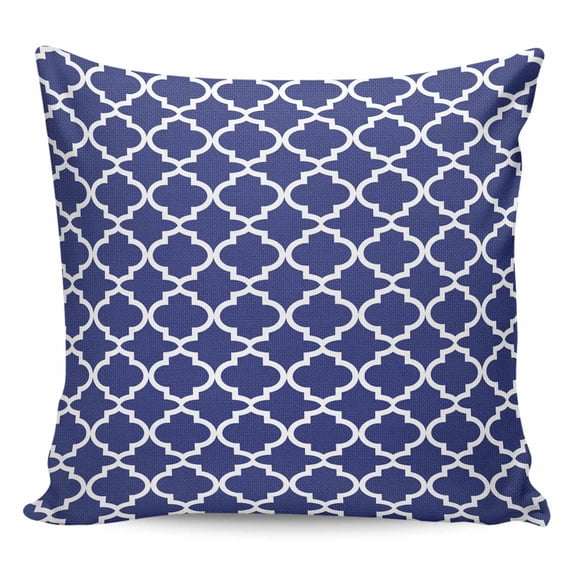 Throw Pillow Covers 24x24 Inch, Navy Blue Morocco Decorative Pillow Cases for Couch Sofa Bed, Modern Farmhouse Geometric Textured Cotton Linen Square Home Decor Pillowcases with Hidden Zipper
