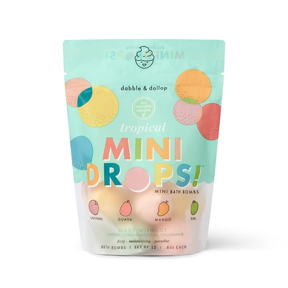Dabble & Dollop Mini Bath Bombs -Tropical Variety Pack 12 Count