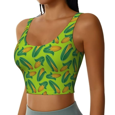 Picia Autumn Corn Sports Bra for Women Padded Strappy Sports Bras Medium Support Yoga Bra with Removable Cups Running Yoga Bra-Small