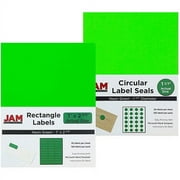 JAM Paper & Envelope Mailing Labels, Combo Set, 1 x 2 5/8 Rectangle & 1 2/3 Circular, Neon Green