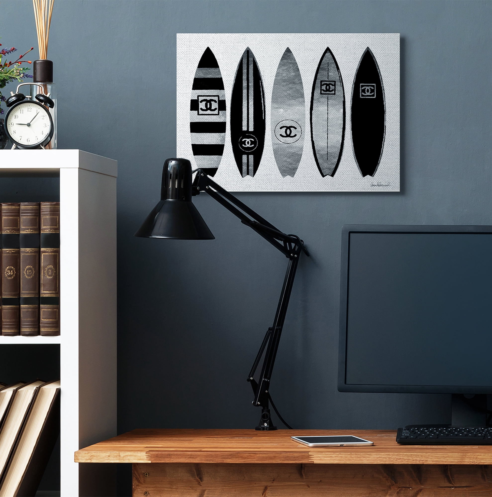 Stupell Industries Fashion Designer Surf Boards Black Silver Watercolor Canvas Wall Art by Amanda Greenwood