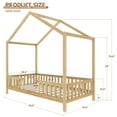 thumbnail image 4 of Euroco Lit Montessori au Sol avec Baldaquin, Lit Simple en Forme de Maisonnette pour Tout-Petit avec Hautes Rampes, Naturel, 4 of 12