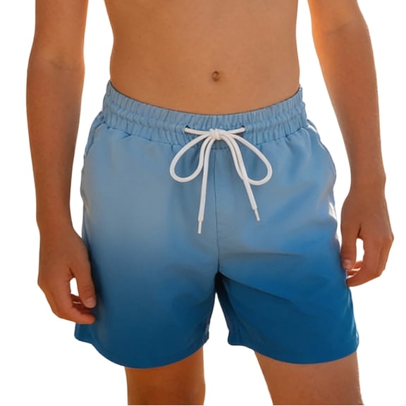 NAFUU Boys Swim Trunks Gradient Color Trunk Swim Wear With Elastic Waistband Comfortable Athletic Shorts For Kids Swimwear Sets For Boys Sizes 2-3 Years