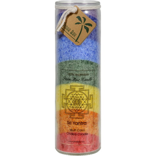 Unscented Allergy Free Long Burn Rainbow Seven Layer Chakra Pillar Candle 7 1/2" 