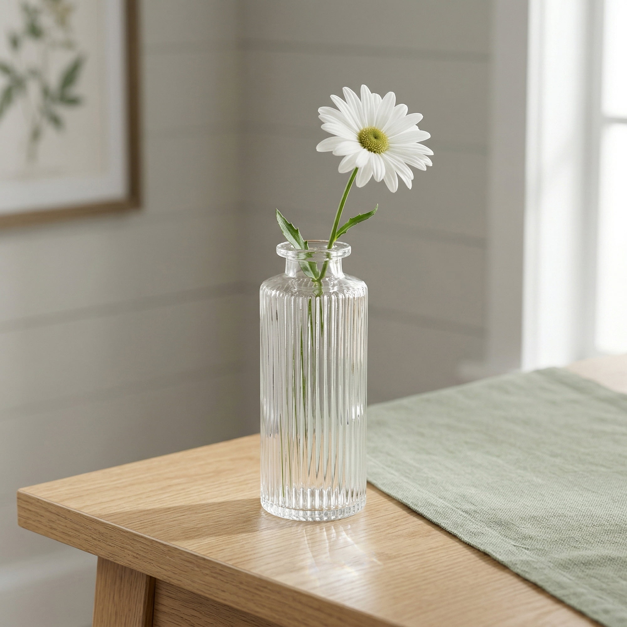 Unique Bargains Glass Bud Vases Set for Small Flower Vases Clear 1.9"L x 1.9"W x 5.1"H