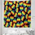 thumbnail image 1 of Rainbow Tapestry, Rainbow Colored Striped Heart Shapes on Black Backdrop Gay Lesbian Love Parade Print, Fabric Wall Hanging Decor for Bedroom Living Room Dorm, 5 Sizes, Multicolor, by Ambesonne, 1 of 1