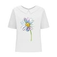 thumbnail image 4 of Blouses pour Femmes, T-Shirt Décontracté Imprimé Mode Manches Courtes Col Poupée Mignon Coton et Lin Blouse, 4 of 4