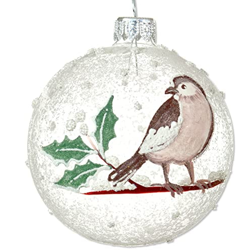 Sparrow Bird Blown Glass Ornaments - Mouth Blown, Hand-Painted