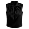 thumbnail image 4 of cocolona Summer Satin Tank Tops for Women Bow Neck Sleeveless Elegant Shirts Dressy Casual Solid Color Blouses, 4 of 5