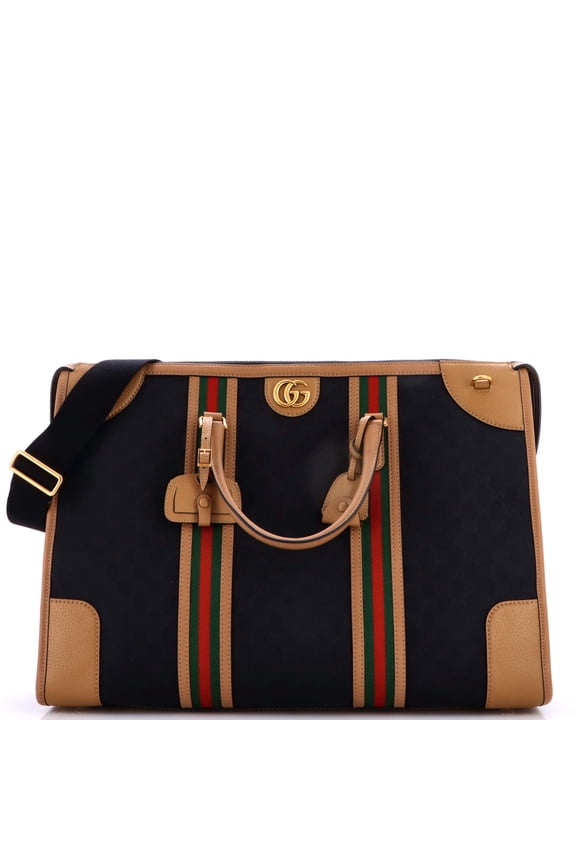 Pre-Owned Bauletto Duffle Bag GG Canvas with Leather XL By Rebag