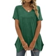 thumbnail image 4 of Mittory Women's V Neck T Shirts Casual Side Split Short Sleeve Casual Loose Tunic Tees, 4 of 7