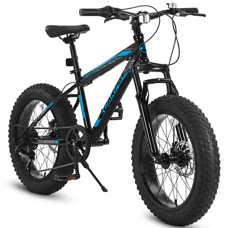 Whilion 20 Inch Fat Tire Bike Adult Youth Full Shimano 7 Speed Mountain Bike Dual Disc Brake High Carbon Steel Frame Front Suspension Mountain