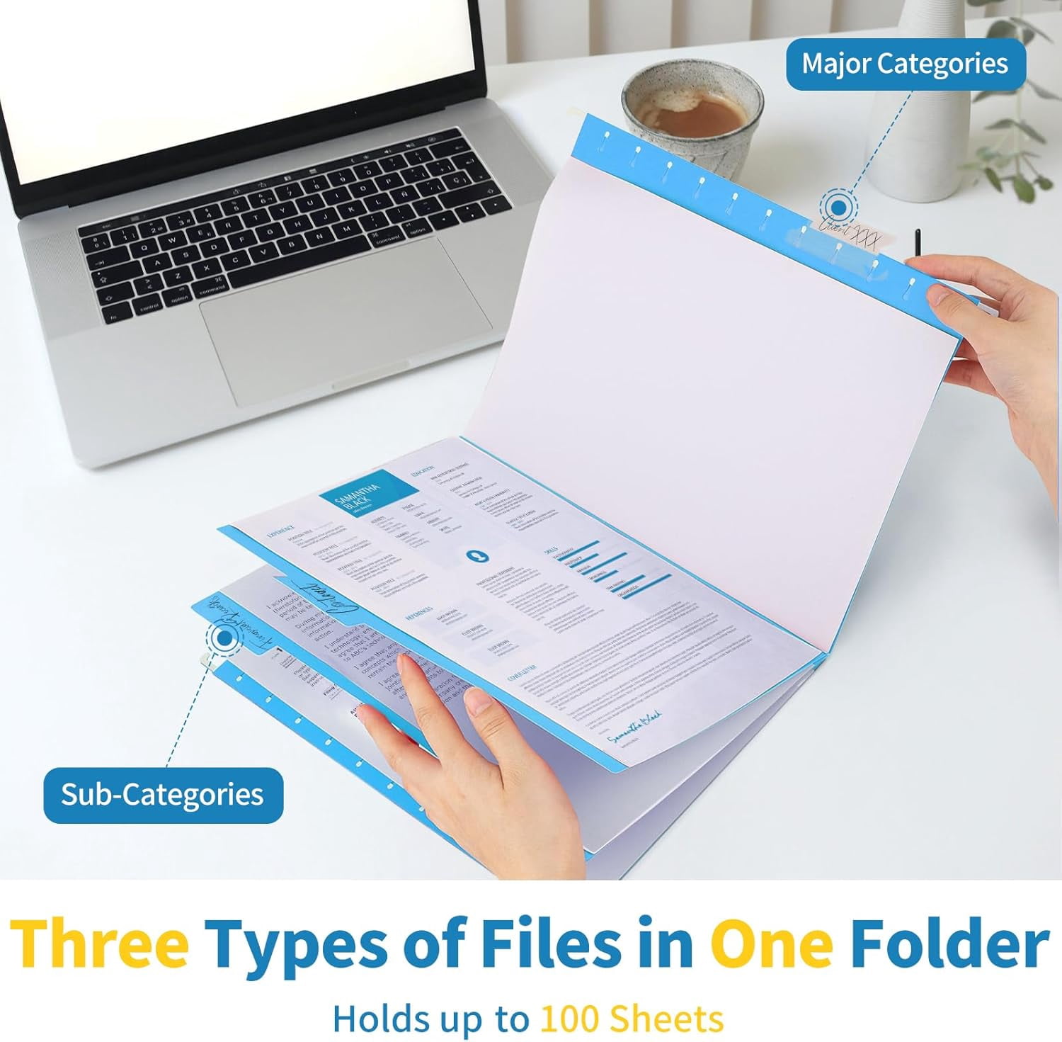 Classification Hanging File Folders with 2 Dividers, Letter Size Colored Classification Folders 20 Pack, 5 Color Assorted, Designed for Drawer, Cabinet, File Box, with 1/5-Cut Adjustable Tabs