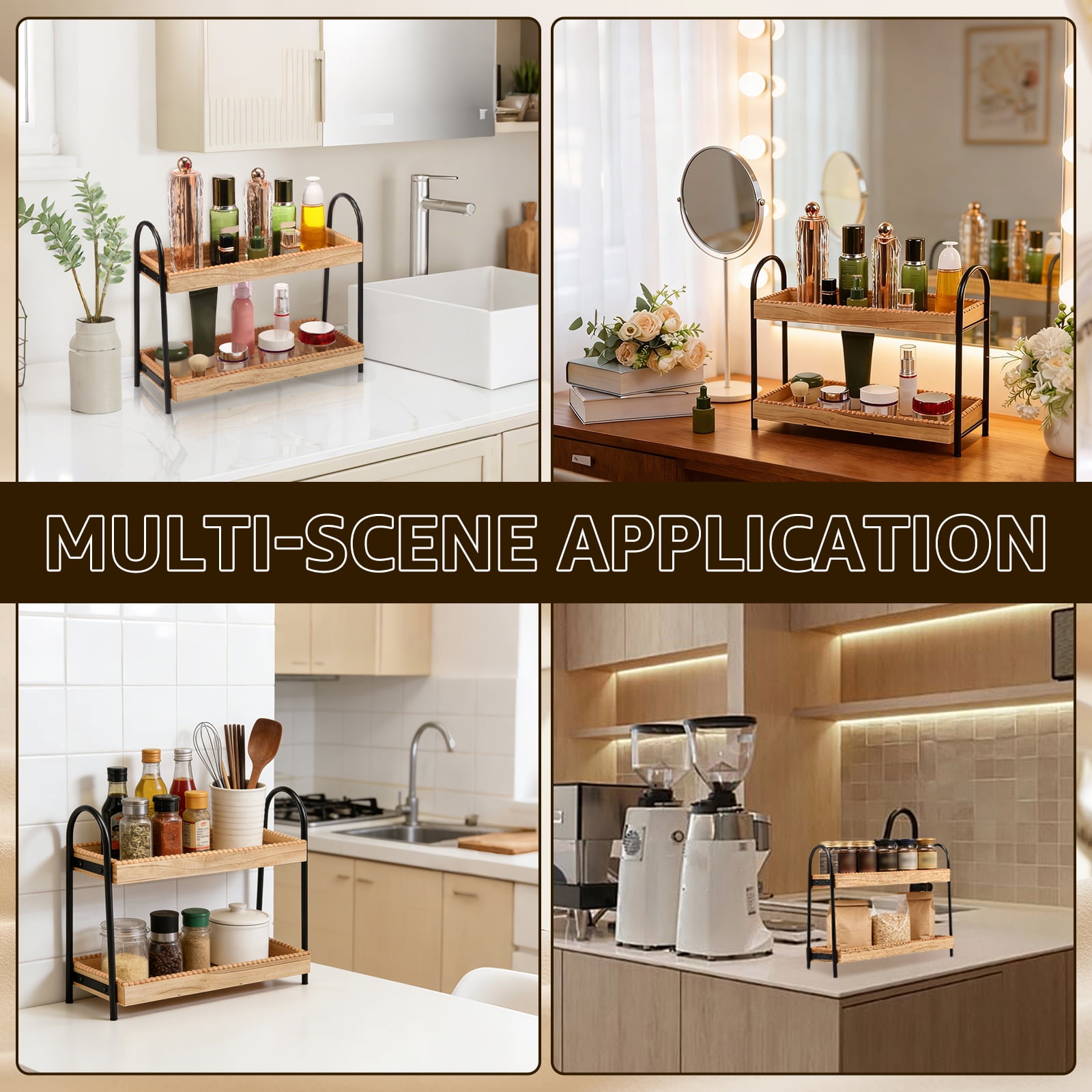 FKSZLL Bathroom Countertop Organizer 2 Tier Kitchen Counter Shelf Rack Caddy Tray Vanity Organizer and Storage for Bathroom Kitchen Coffee Station
