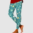 thumbnail image 2 of Women's Easter Rabbit Egg Print Leggings Casual Elastic Waist Pants Green M, 2 of 7