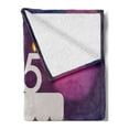 thumbnail image 2 of 25th Birthday Soft Flannel Fleece Throw Blanket, Focus Background with Graphic Cake and Candles Art Print, Cozy Plush for Indoor and Outdoor Use, 60" x 80", Blue Pink White, by Ambesonne, 2 of 5