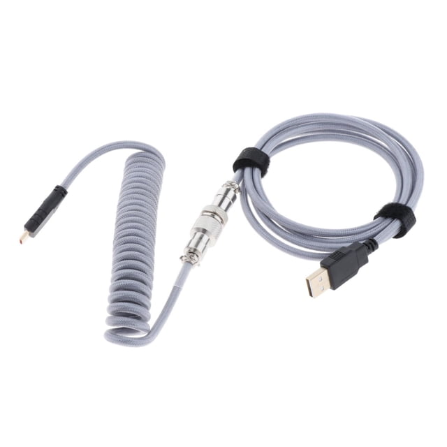 Cable en Alambre Escalable USB TPU Metal 5V 4A Conector Cable de Enrollamiento para Mecánico Auricular de Computadora Gris Yotijar Alambre de cable en espiral