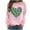 Pink, variant on Guzom Womens Lucky Shamrock Heart Sweatshirt - Black St. Patrick's Day Crew Neck Long Sleeve Relaxed Fit Festive Casual Top,Size L