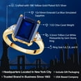 thumbnail image 2 of Gem Stone King 18K Yellow Gold Plated Silver 3-Stone Ring Octagon Blue Simulated Sapphire and Moissanite (7.02 Cttw, Size 6), 2 of 4