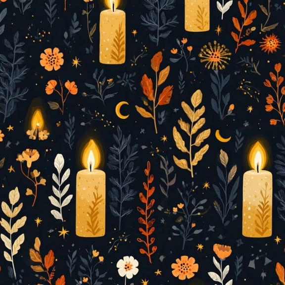 Dreamy Peel and Stick Wallpaper Magical Night Sky Glowing Candles Botanical Design Wall Mural 17.7in x 9.8ft Self Adhesive Removable Wall Paper Renter Friendly Wallpaper for Bedroom Yoga Salon