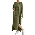 thumbnail image 3 of Feancey Women Sweater Dress Set Knit Bodycon Dresses & Long Cardigan 2 Piece Outfits Fall Sleeveless Slit Maxi Dresses Army Green L, 3 of 10