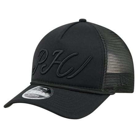 Men's New Era Black Philadelphia Phillies City Initial 9FORTY A-Frame M-Crown Adjustable Trucker Hat