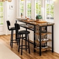 thumbnail image 5 of MOOSENG 3-Piece Bar Table and Chairs Set,Kitchen Counter Table with 2 PU Upholstered Bar Stools, Bistro Table with 3-Tier Storage Shelves, Space Saving for Small Space, 5 of 9