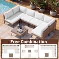 thumbnail image 5 of Dateyes 7‑Piece Wicker Patio Furniture Set, Modular Sectional Sofa, Outdoor Conversation Set with Beige Weather‑Resistant Cushions for Backyard Garden, 5 of 9