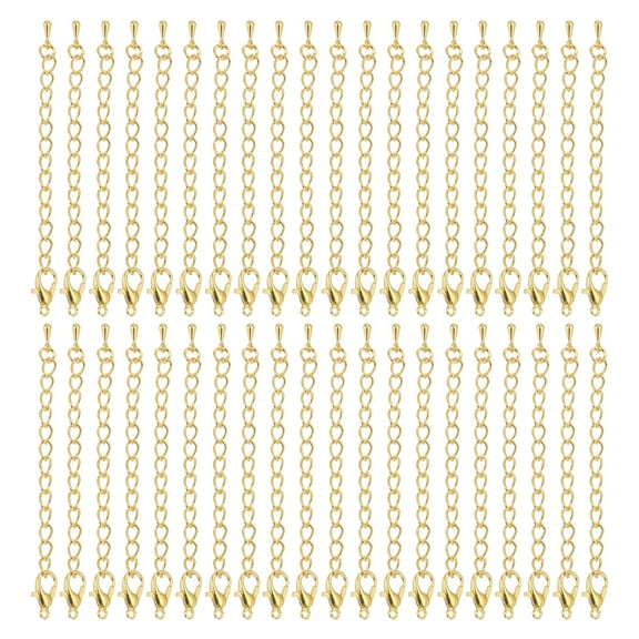 Uxcell 9 Inch Necklace Extenders, 60 Pcs Lobster Clasp Bracelet Extender, Gold Tone