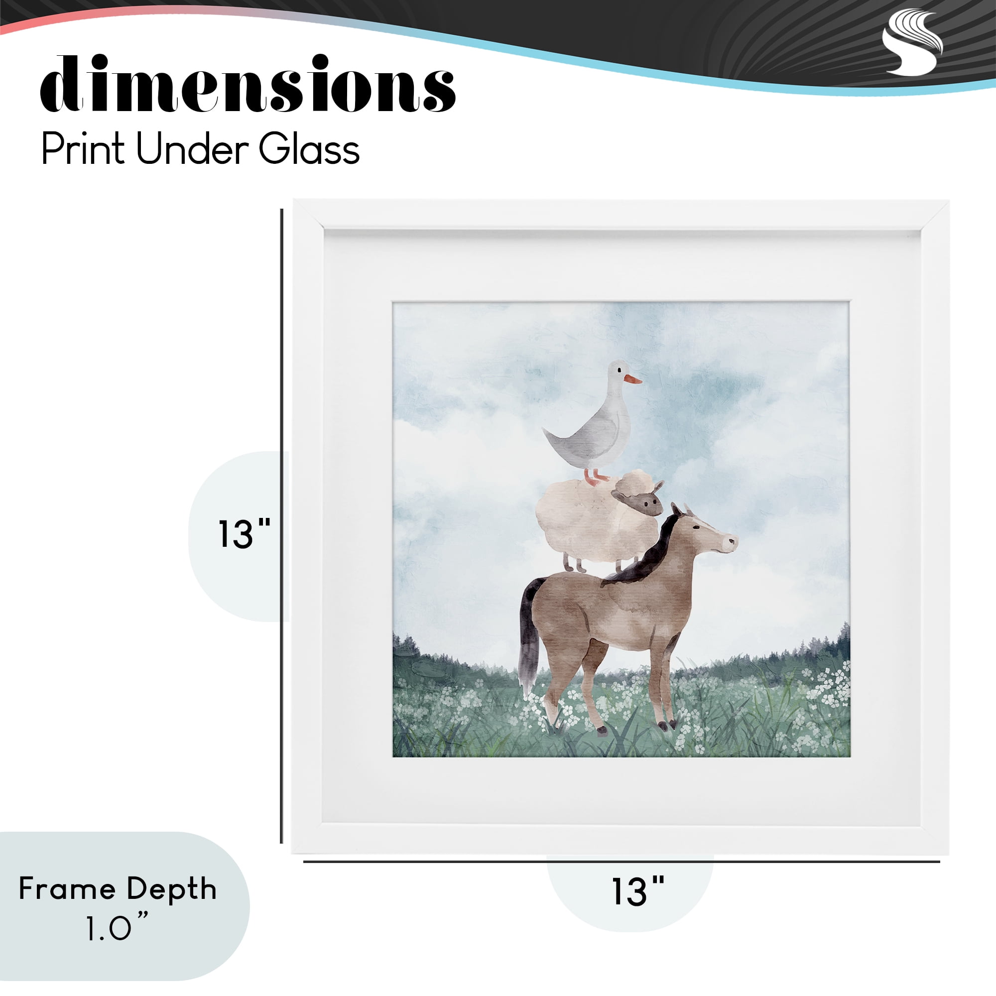 Stupell Industries Muted Blue Sky Farm White Framed Print Under Glass, design by Kim Allen